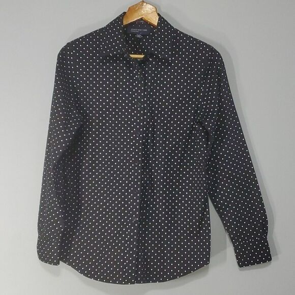 Jones New York Signature women's size xs x-small black Polka Dot button … - Picture 1 of 13